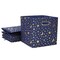 Blue Foldable Cube Storage Bins with Gold Moons and Stars (11 Inches, 4 Pack)
